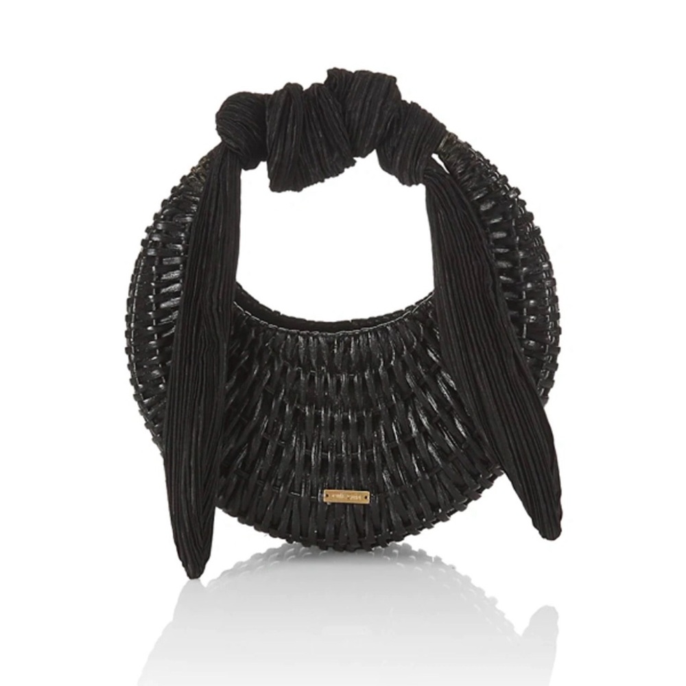 Cult Gaia Woven Rattan & Silk Black Top Handle Mini Bag Gently Used